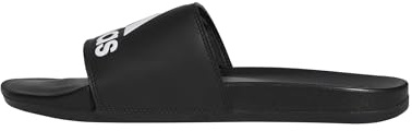 adidas Unisex Adilette Comfort Slide Sandal, Black/White/Black, 11 US Women