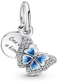 PANDORA MOMENTS Charm Anhänger Blauer Schmetterling mit Nachricht Silber 790757C01