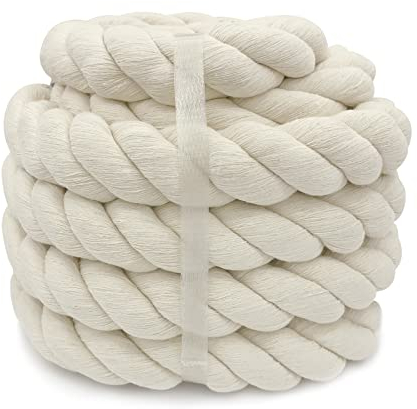 Thick Rope 30mm Decking Rope White String Macrame Rope Soft Cotton Rope for Garden Macrame Plant Hanger Heavy Duty Rope Beige 2M