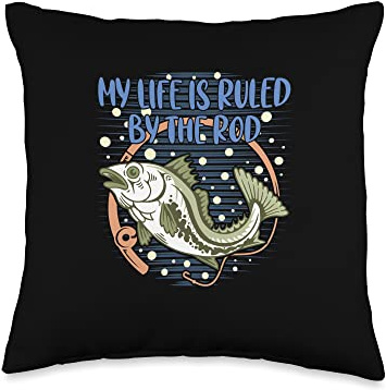 Lofe Ruled by Rod Lifestyle Lakes Habits Lagoon Fishing Throw Pillow