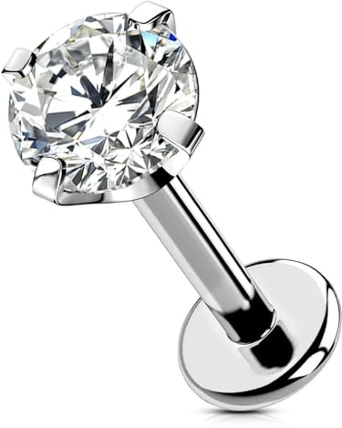 OUFER Body Piercing Titanium Threadless Lip & Helix Studs 6/8/10/12mm, 16G Push-in Tragus Earrings, Conch Piercing Jewelry