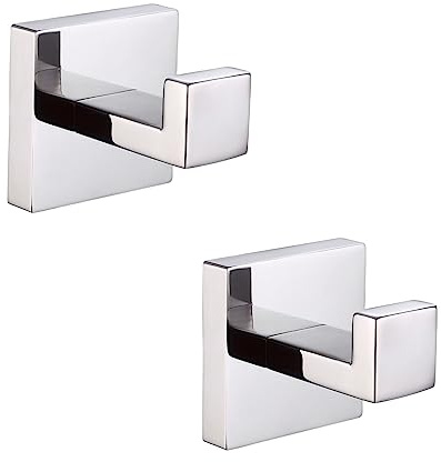 Zenovate Ganci Accappatoio Bagno, 2 Pezzi Ganci Portasciugamani Appendiabiti da Parete, Acciaio Inox SUS 304, Fissaggio a Muro Ganci Appendiabiti con viti
