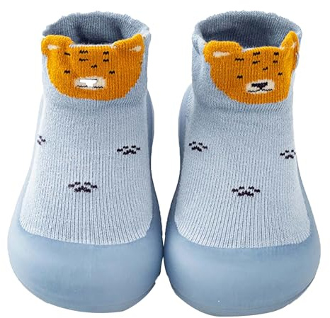 Baby Girls Boys First Walking Shoes Anti Slip Slippers Socks Barefoot Shoes Toddler Infant Non Slip Sole Shoes Breathable(Sky Blue, 6-12Month)