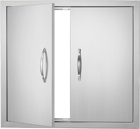 VEVOR Puerta de Acceso a Barbacoa 660 x 609 x 45 mm Puerta de Cocina Exterior Doble Puerta Empotrada de Acero Inoxidable con Manija para Isla de Barbacoa, Estación de Parrilla, Armario Exterior