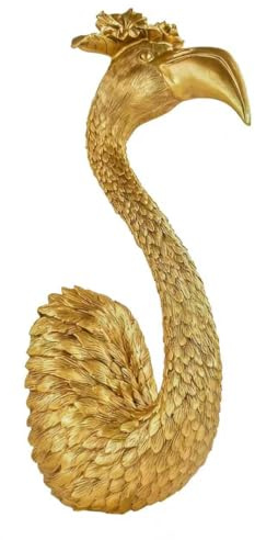 GUSFREUD Gold Animal Heads Sculptures Wall Art - 13 Resin Faux Flamingo for Home Wall Decor, Bird Wall Hanging Decoration for Living Room, Bedroom & Kitchen, Unique Gift Idea