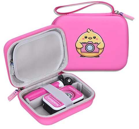 Kids Camera Case for Vtech Kidizoom Creator Cam, Cute Kid Toy Camera Storage Case Bag for Vtech Kidizoom Camera Red with Pocket Holds Tripod Accessories (Box Only) (Pink)
