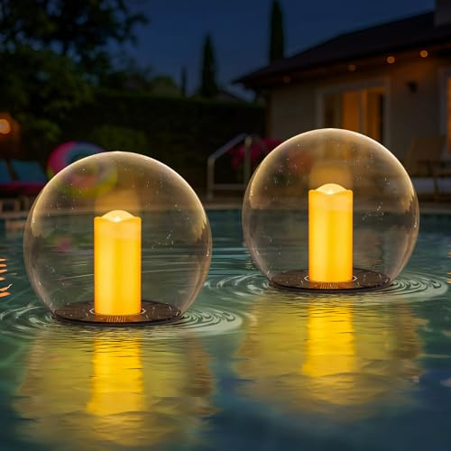 Luci galleggianti a energia solare per piscina, candele galleggianti, luci a fiamma tremolante, impermeabili, IP66, per stagno, giardino, feste, piscina, decorazione, confezione da 2