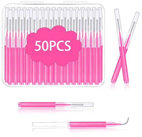 Micro Eyebrow Brush Set with Cap 50Pcs Eyelash Spoolies Comb Brow Lamination Brush Mini Spoolie For Eyelash Extensions Lash Lift Tools