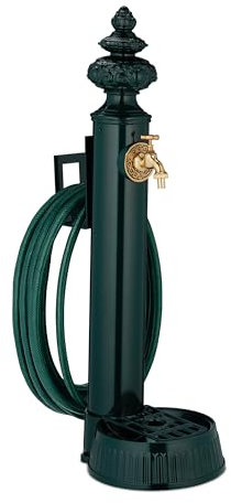 Relaxdays Fontaine extérieur pour Le Jardin ou la terrasse, Robinet, bac, Support pour Tuyau, HLP 87x26x43 cm, Vert