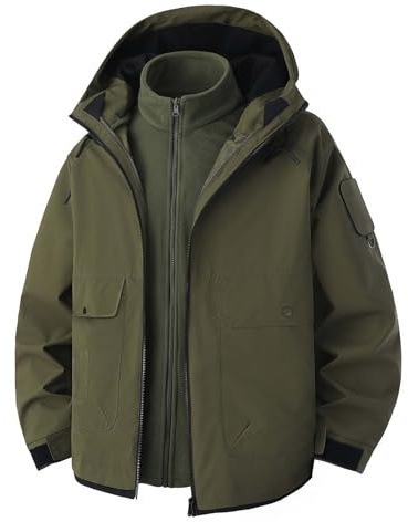 Chaqueta de invierno para hombre, impermeable, 3 en 1, chaqueta para hombre, resistente al viento, chaqueta de invierno para exteriores, chaqueta softshell forrada con capucha, desmontable, chaqueta