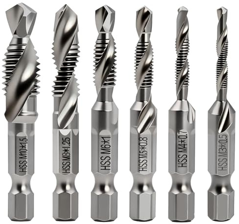 OVBOVA 6-teiliges Gewindeschneider Set mit Gewindebohrer und Kombi-Bohrer, M3-M10 Maschinengewindebohrer für Metall, Holz & Kunststoff, HSS Rostschutz, DIY & Professionelle Werkstatt