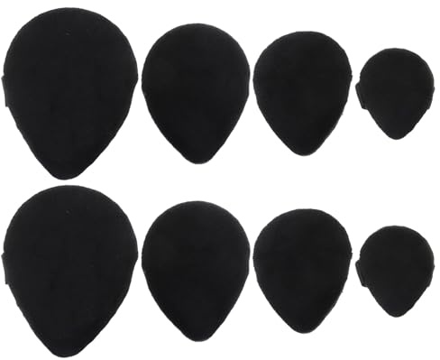 FRCOLOR Esponjas de Maquillaje en Forma de Gota 8 Piezas Negras, Mini Borlas para Polvo Suelto y Base Líquida, Esponjas Portátiles para Uso Húmedo y Seco, Accesorio Compacto para Viaje