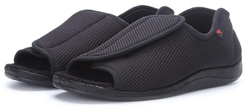 Wizeny Sandali per Diabetici Uomo Leggero Scarpe da Ortopediche Riabilitativi Casual Extra Larghe Pantofole per Piedi Gonfi,Nero,41 EU
