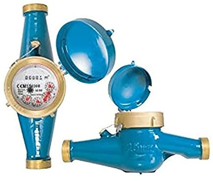 Contador para Agua Potable Chorro Múltiple 20mm | Rosca Entrada y Salida 1'' Macho | Contador de Riego Homologado | Caudal máximo 5 m3/h | Racores incluídos