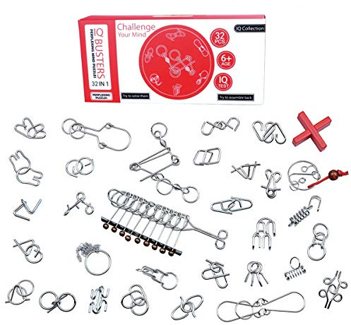 Chonor Mini Denkspiel Knobelspiel Set aus Metall, 32St. Metall-Knobelei IQ Spiele 3D Puzzle Geduldspiele Logikspiele Rätsel Brainteaser Intelligenz Pädagigisches Spielzeug für Kinder und Erwachsene