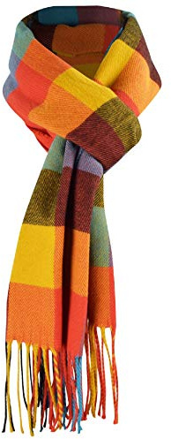 UMIPUBO Men's Scarves Classic Cashmere Wool Touch like Scarf Plaid Tartan Reversible Check Tassel Ends Solid Long Winter Scarf