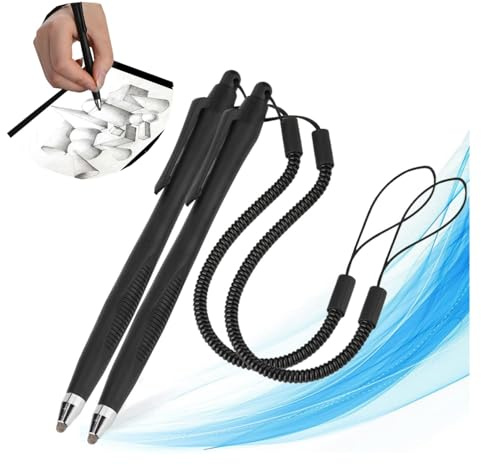 Queen.Y Lot de 2 Stylets rétractables pour écran Tactile Actif pour téléphone, Tablette, PC, Ordinateur Portable (Noir)