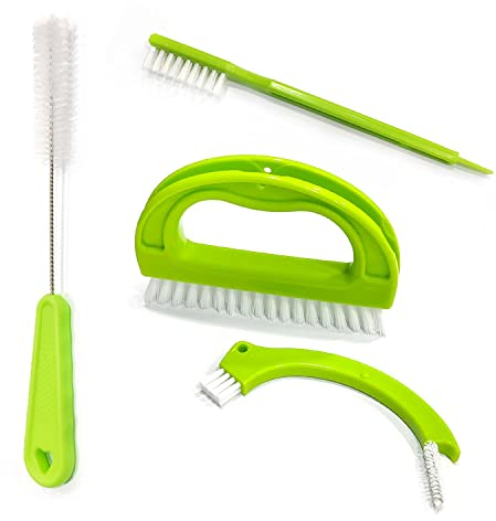 4 cepillos de lechada, cepillo limpiador de azulejos, cepillo para juntas de azulejos con asa, utilizado para el hogar y la cocina, riel de ventana, cocina, costura, línea de suelo