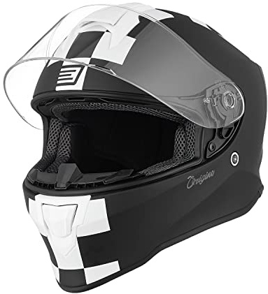 ORIGINE Integralhelm Motorradhelm mit Belüftung ECE Zertifizierung (Contest MATT White Black,M)