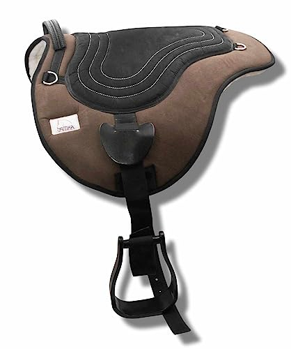 AMKA Soft Seat Bareback Pad Reitpad Reitkissen weich gepolstert mit Sattelgurt Pony, braun/schwarz