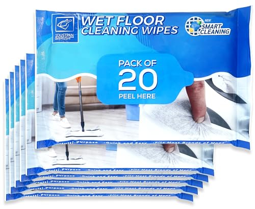 Wet Floor Cleaning Wipes - Wet Wipes for Most Flat Mops Compatible with Flash Mops - Perfect Floor Cleaner for Laminate, Tile, Wood, or Hard Surfaces (1 count (Pack of 20))
