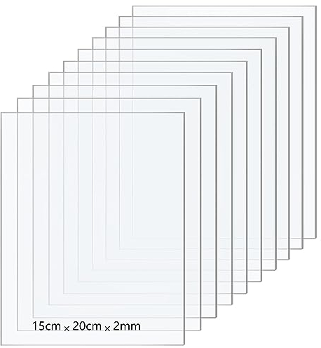 Taiyeestar 10 pièces 200 x 150 x 2 mm Plaque Acrylique Transparente, Feuille de Plastique Plaque Transparent pour Remplacement du Verre du Cadre Photo, DIY Projets, Peintures