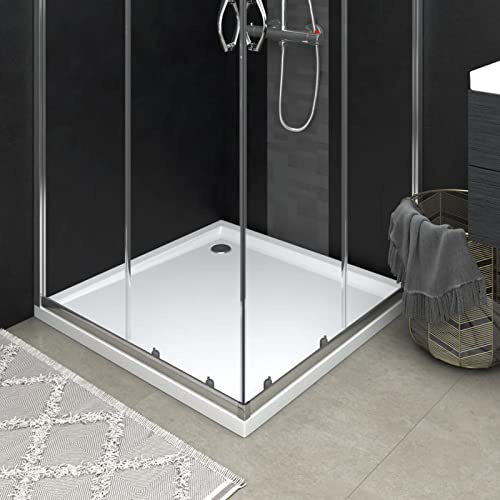 Gecheer Shower Base Tray, ABS Anti-Slip Shower Pan, 31.5inx31.5in, High Gloss, Center Drain, for Bathroom Living Room
