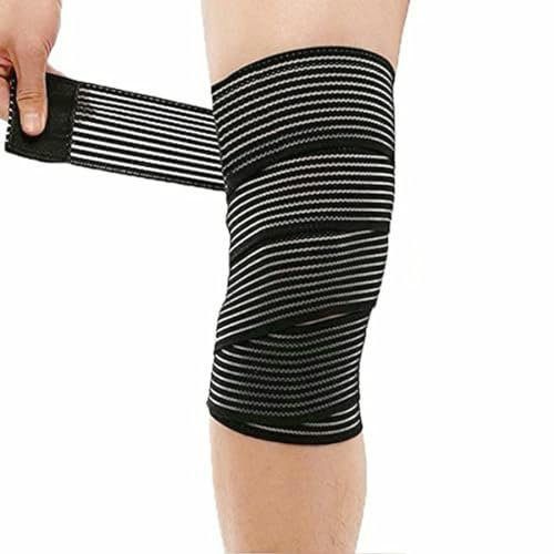 GUTEINTE Fascia Elastica Bendaggio Per Polpaccio Ginocchio Braccio, Supporto Tutore Polpacci Avvolgente, Comodo e Traspirante, Per Sport e Dolori Muscolari (2, Nero)