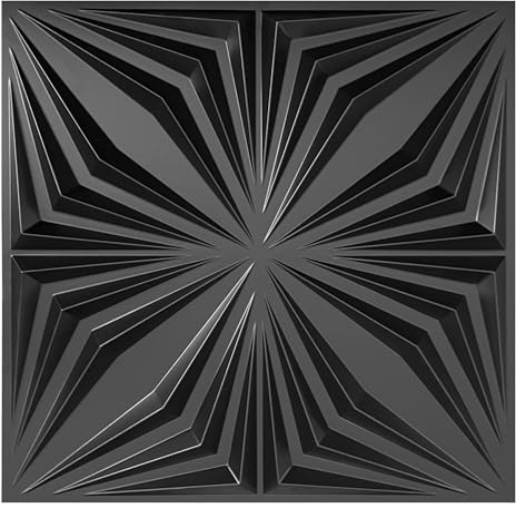 Eurodeco 12PCS/3 m² 3D Paneele PVC Kunststoffpaneele Wandpaneele Gaming Zimmer Wand Decke 3D Optik Brillant (12) PVC 3D Platten, D126 Schwarz