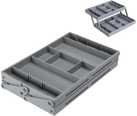 Grolomo 2/3 Tier Multi Level Collapsible Expandable Drawer Organizer, Minimalist Style, Neutral Color Family, Office Supplies, Kitchen Gadgets, Cosmetics, Makeup, Jewelry, Stationery