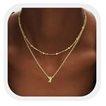 JeweBella Collar Mujer Oro con Inicial Collar Letra Collar Personalizado Cadena de Oro Mujer 18K Gargantilla Collares Colgante Collar Dorado Mujer Joyería Regalos Cumpleaños Navidad Valentín Regalo