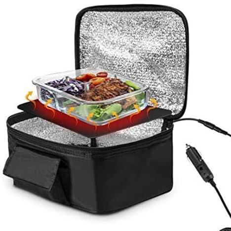 Portable Mini Car Microwave, 12V Electric Oven Fast Heating Picnic Box Heated Lunch Box Food Warmer for Travel Camping Food Cooking Black
