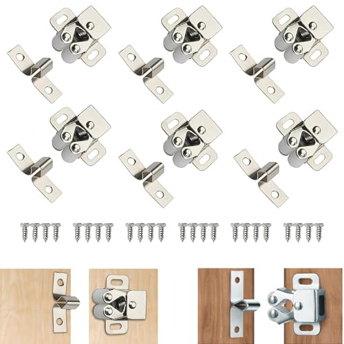 Fermaporta a scatto per ante dell'armadio, 6 pezzi con 24 viti, clip per mobili per ante e terrazze, chiusura porta per accessori armadio, adatto per l'installazione di casa