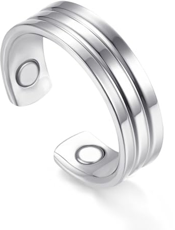 Deyanse Magnetisk ring för kvinnor, tumringar med ultrastark magneter, öppna justerbara magnetiska ringar, mode orm och löv och hjärta och linje och viking fingerringar för kvinnor, present till henne