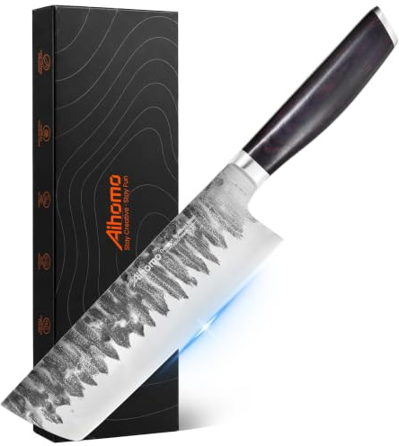 Aihomo Japanese Vegetable Chopping Knife, 6.5-Inch Nakiri, Pakkawood Handle