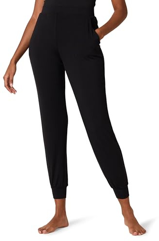 Amazon Essentials Pantaloni Pigiama in Jersey Leggero Lavorato a Maglia Stile Jogger, per Relax o da Notte, con Tasche Donna, Nero, XS