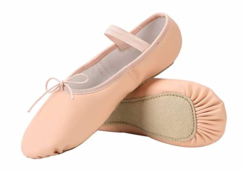Linodes PU Leather Ballet Shoes/Ballet Slippers/Dance Shoes for Women and Girls-Nude-5.5M