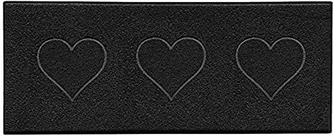 Nicoman Heart Shape Embossed Entrance Door Mat Non Slip Dirt Trapper PVC Spaghetti Mat with Rubber Base, Jet Washable Quick Drying Doormat Watertight Indoor or Outdoor - (Runner, Black, 150 x 60cm)