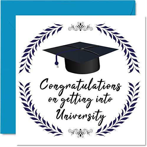 Grattiskort - Getting into University - Proud of You-kort gratulerar examen examen resultat skola högskola examen GCSE A Level Uni, 145 mm x 145 mm välgjort gratulationskort