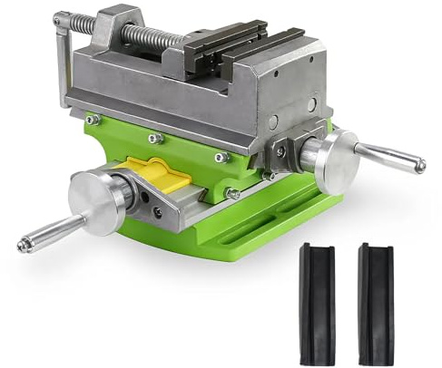 CNCTOPBAOS 3 Cross Slide Vise for Mill and Drill Press,3 Inch Cross Sliding Flat Vise,Aluminum Alloy 2 Way Movement X-Y Compound Bench Top Woodworking Clamp for Mini Drilling Milling Machine