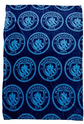 Character World Official Manchester City FC Fleece Throw Blanket | Super Soft, Football Crest Design | Warm Super Soft Feel Blue Throw | Perfect for Home, Bedroom, Sleepovers & Camping