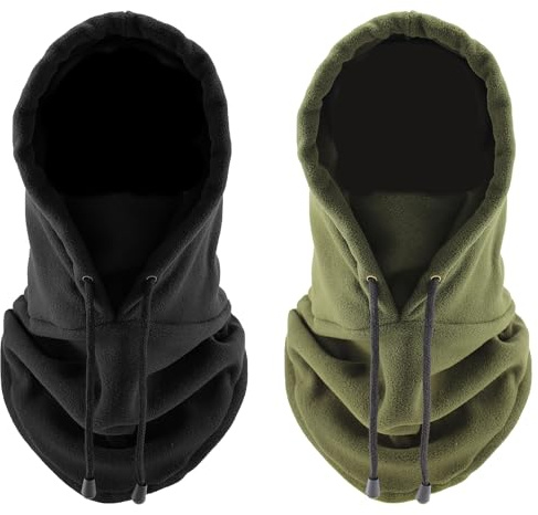 2 Pieces Hooded Masks, Warm Masks For Men And Women, Outdoor Cycling Hoods, Windproof Neck Hood, Suitable For Cycling, Running, Climbing And Cold Weather (Black And Green)