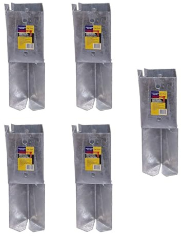 5 x Fence Post Holder 75mm posts Support Concrete In Shoe Anchor Clamp Grip Galvanised for 75mm x 75mm posts (3) Eliza Tinsley Swiftpost, Pack of 5