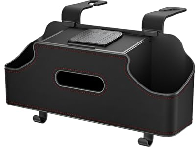 CGEAMDY Multifunctional Car Organiser, Car Organiser Rear Seat with 2 Cup Holders, Car Seat Back Organizer with Cup Holder and Tissue Box, Vehicle Rear Seat Headrest Organiser with Cup Holder