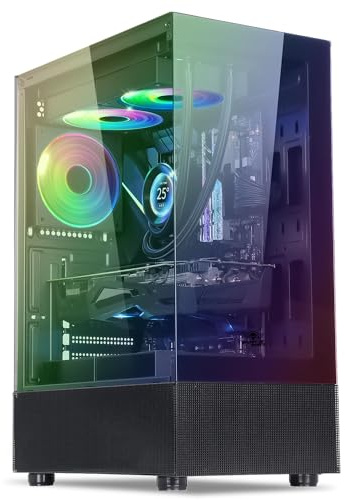 Spirit Of Gamer - Case per PC Gamer RGB, 3 ventole ARGB da 120 mm, compatibile ATX/mATX, Tower Gaming media vuota, pannelli laterali e frontali in vetro temperato, ottimizzato per il raffreddamento