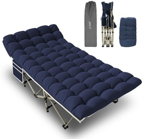 YELLOW JACKET Folding Camping Cot with Mattress, Upgraded 32 Wide Cot for Camping, Folding Sleeping Cot with Carry Bag, Camping Cots for Adults Idea for Home, Office & Travel