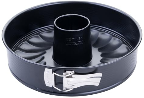 Zenker Perfect Black Moule à charnière avec fond plat et tube Ø 28 cm – Moule de cuisson de qualité supérieure avec revêtement antiadhésif, résistance à la chaleur +230 °C, fabriqué en Allemagne