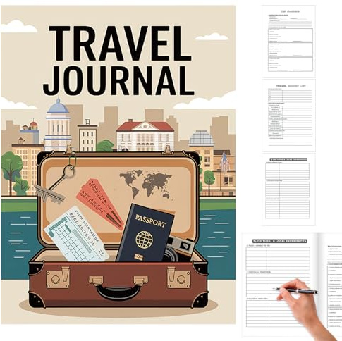 Journal de voyage pour les femmes, journal de voyage,Note de voyage à couverture rigide gouvernée avec sangle élastique - Planificateur de vacances portable pour aventure Business Trip Randing Camping