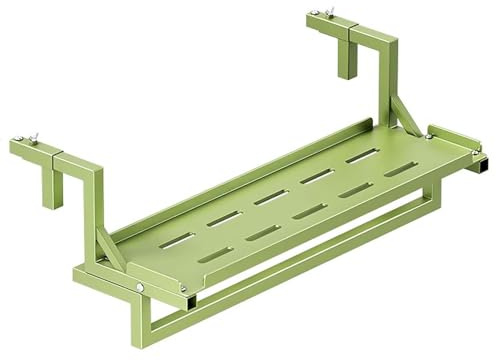 FAXJRU Mesa Colgante De Balcón, Plegable Colgante con Barandilla De Jardín, De Terraza, Folding Table Multifuncional para Desayunar Ajustable, para Barandilla Madera de Metal(Green,60cm/23.6in)
