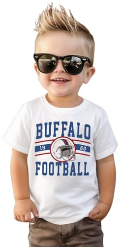 GLIGLITTR Football Shirt for Toddler Boy Girl American Football Tshirt Team Sports Fans Lover Tshirt Kids Game Day Outfits(White,3-4T)